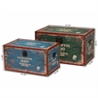 Baxton Studio Sabeen Parisian Faux Leather and Wood 2-Piece Storage Trunk Set