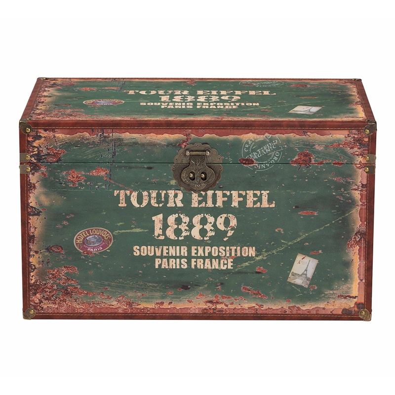 Baxton Studio Sabeen Parisian Faux Leather and Wood 2-Piece Storage Trunk Set