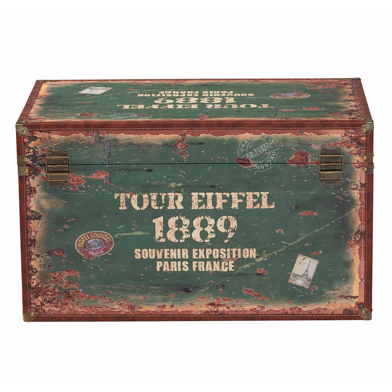 Baxton Studio Sabeen Parisian Faux Leather and Wood 2-Piece Storage Trunk Set