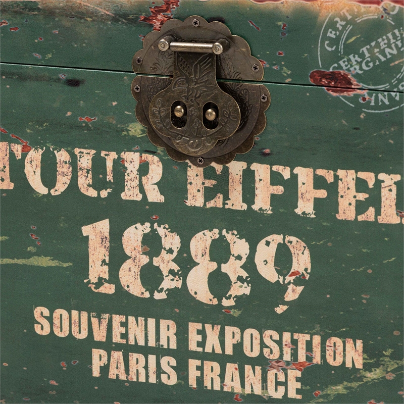 Baxton Studio Sabeen Parisian Faux Leather and Wood 2-Piece Storage Trunk Set