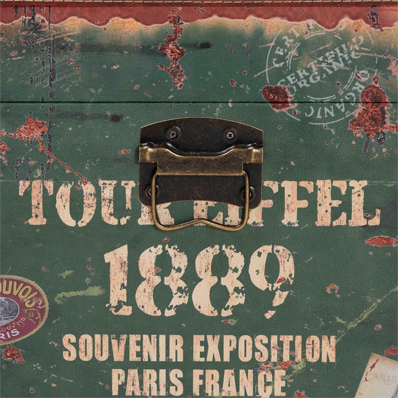 Baxton Studio Sabeen Parisian Faux Leather and Wood 2-Piece Storage Trunk Set