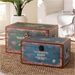Baxton Studio Sabeen Parisian Faux Leather and Wood 2-Piece Storage Trunk Set