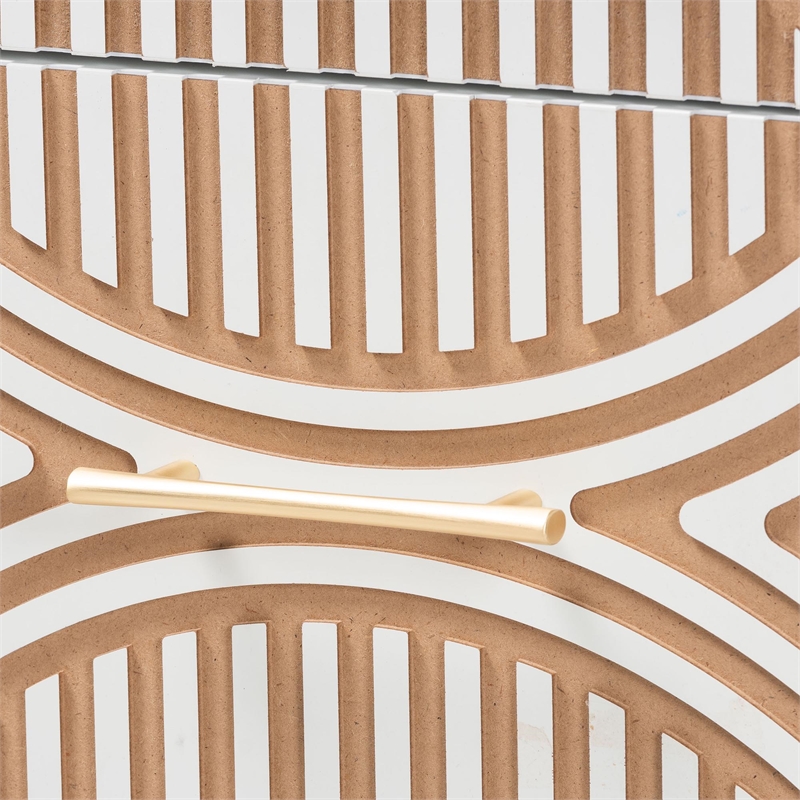 Baxton Studio Louetta Coastal White Caved Contrasting 2-Drawer Nightstand