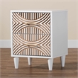 Baxton Studio Louetta Coastal White Caved Contrasting 2-Drawer Nightstand