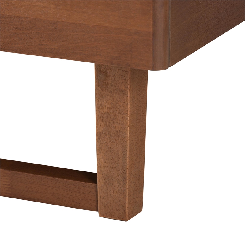 Baxton Studio Roald Gray Fabric and Walnut Brown Wood King Size Platform Bed