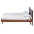 Baxton Studio Hemera Gray Fabric Brown Wood Queen Size Platform Bed With Table