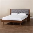 Baxton Studio Hemera Gray Fabric Brown Wood Queen Size Platform Bed With Table