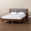Baxton Studio Hemera Gray Fabric Brown Wood King Size Platform Bed With Table