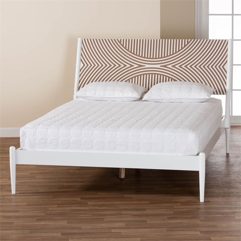 Baxton Studio Louetta White King Size Platform Bed with Headboard