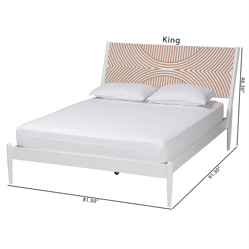 Baxton Studio Louetta White King Size Platform Bed with Headboard