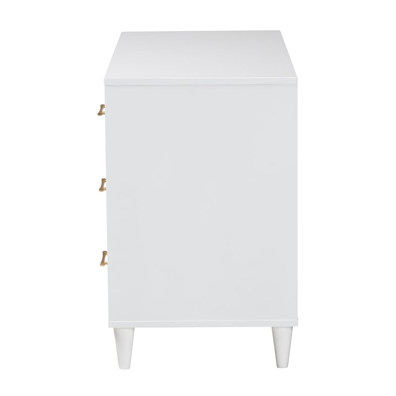 Baxton Studio Louetta White Carved Contrasting 6 Drawer Dresser