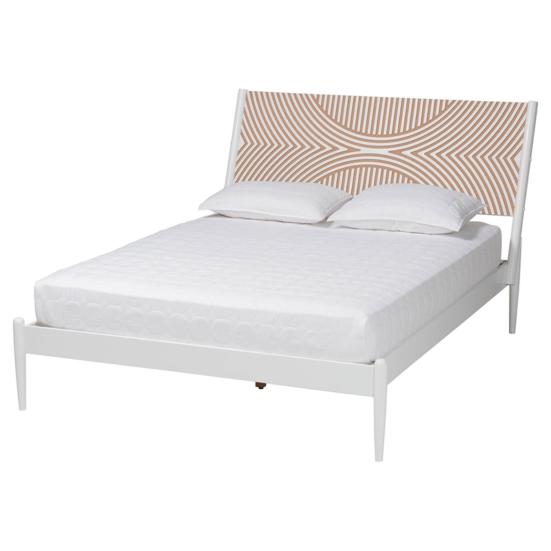 Baxton Studio Louetta White Caved Contrasting Queen Size 3-Piece Bedroom Set