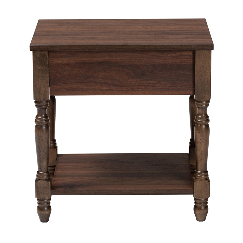 Baxton Studio Roden Transitional Dark Brown Nightstand with Rattan