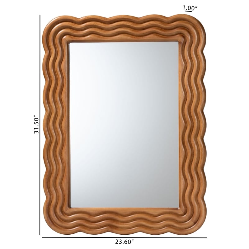 Baxton Studio Acantha Modern Walnut Brown Scallop-framed Accent Mirror
