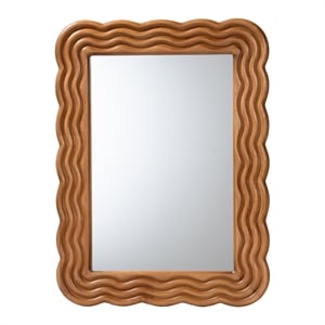 Baxton Studio Acantha Modern Walnut Brown Scallop-framed Accent Mirror