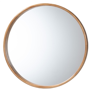 Baxton Studio Tazara Japandi Natural Round Accent Wall Mirror