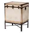 Baxton Studio Laura Vintage White Canvas Lift-Top Trunk End Table