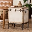 Baxton Studio Laura Vintage White Canvas Lift-Top Trunk End Table