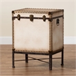 Baxton Studio Laura Vintage White Canvas Lift-Top Trunk End Table