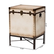 Baxton Studio Laura Vintage White Canvas Lift-Top Trunk End Table