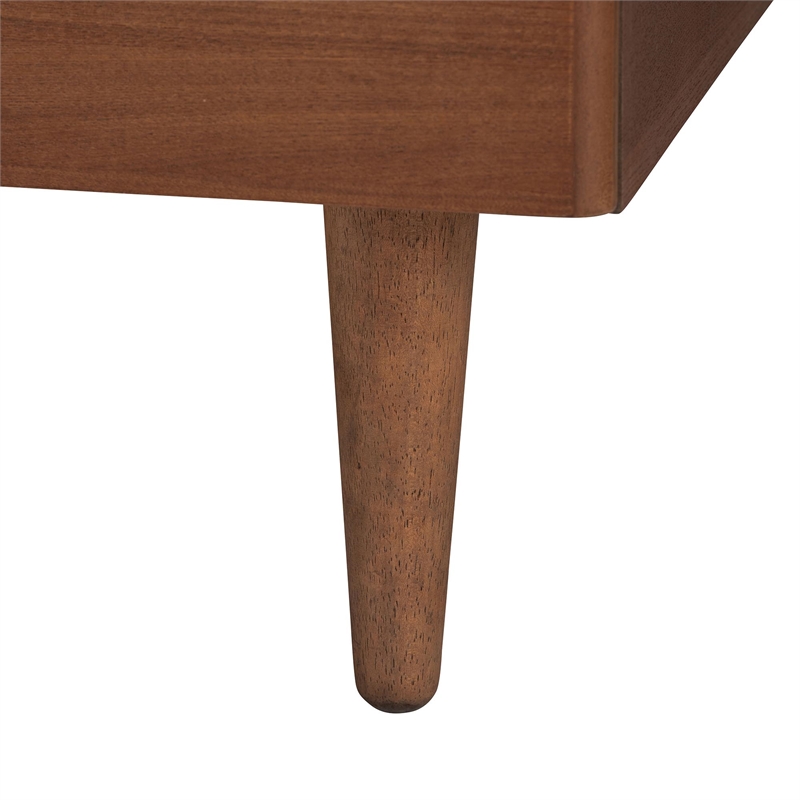 Baxton Studio Camden Walnut Brown Wood and Rattan Queen Size Platform Bed