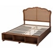 Baxton Studio Latrell Walnut Brown Wood and Rattan King Size Storage Bed