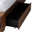 Baxton Studio Latrell Walnut Brown Wood and Rattan King Size Storage Bed