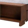 Baxton Studio Latrell Walnut Brown Wood and Rattan King Size Storage Bed