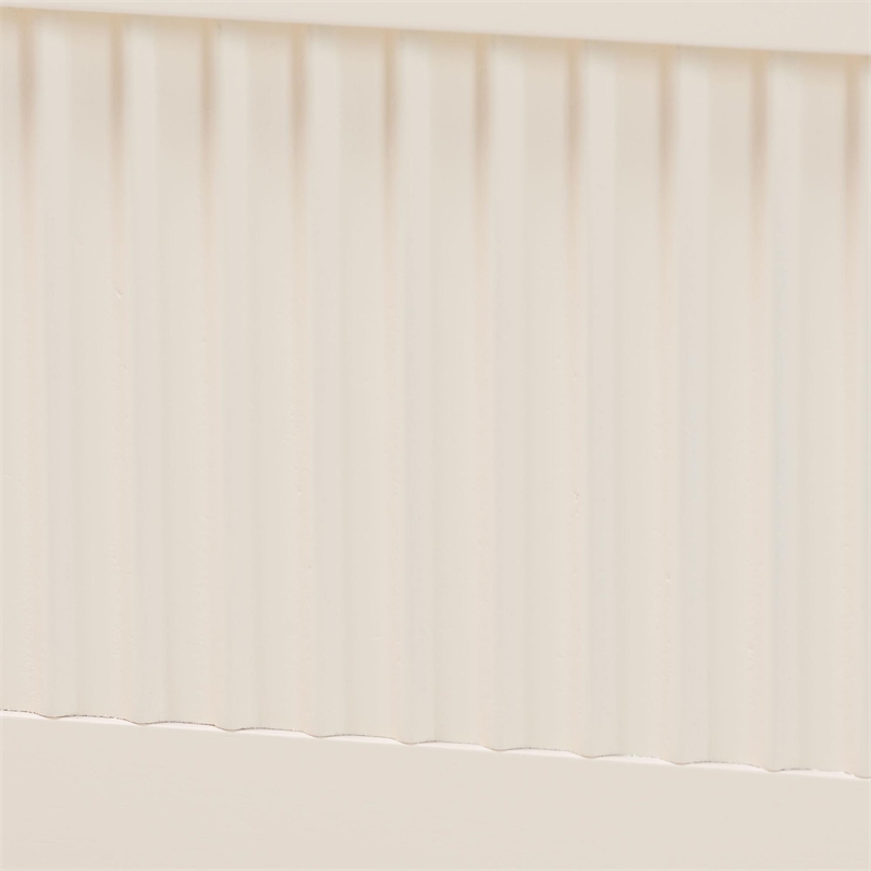 Baxton Studio Primrose Mid-Century Ivory Fluted Wood King Size Canopy Bed