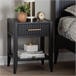 Baxton Studio Primrose Mid-Century Black Fluted Wood 1-Drawer Nightstand