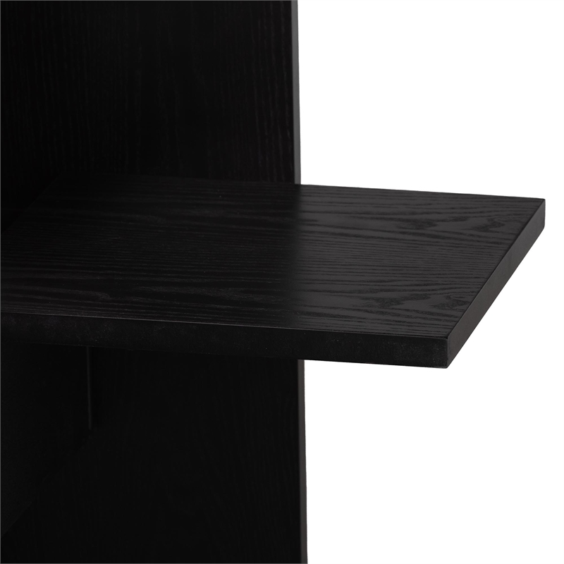 Baxton Studio Adriano Beige Fabric and Black Wood Queen Size Bed with Tables