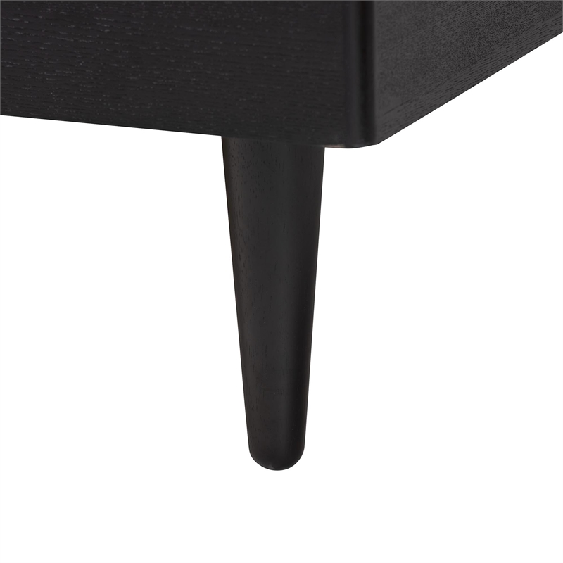 Baxton Studio Adriano Beige Fabric and Black Wood Queen Size Bed with Tables