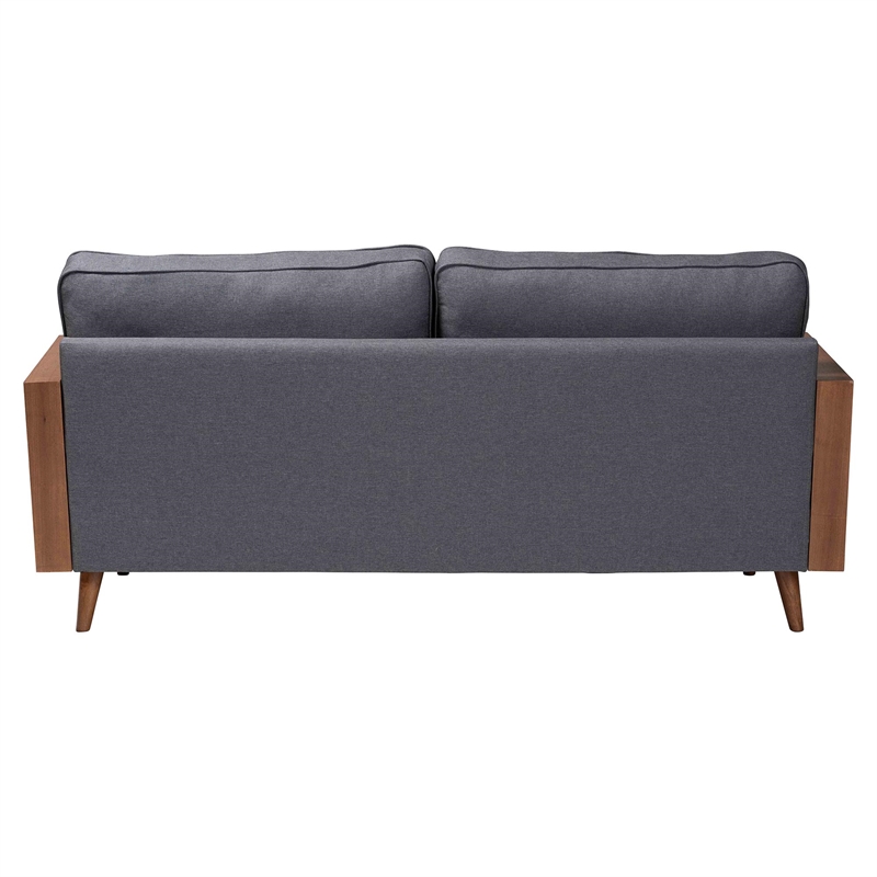 Baxton Studio Harleson Modern Grey Fabric and Walnut Brown Wood Sofa