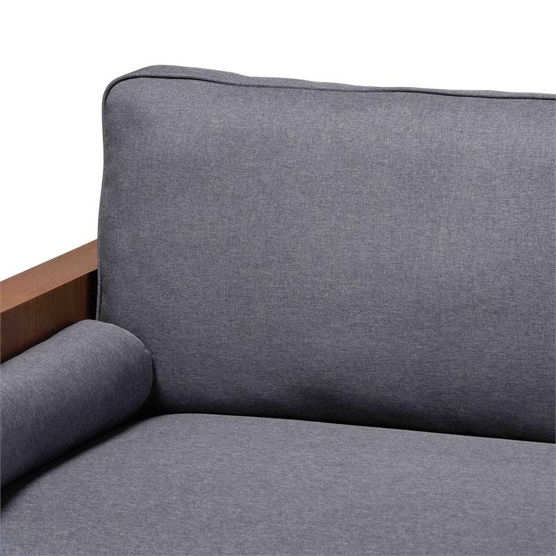 Baxton Studio Harleson Modern Grey Fabric and Walnut Brown Wood Sofa