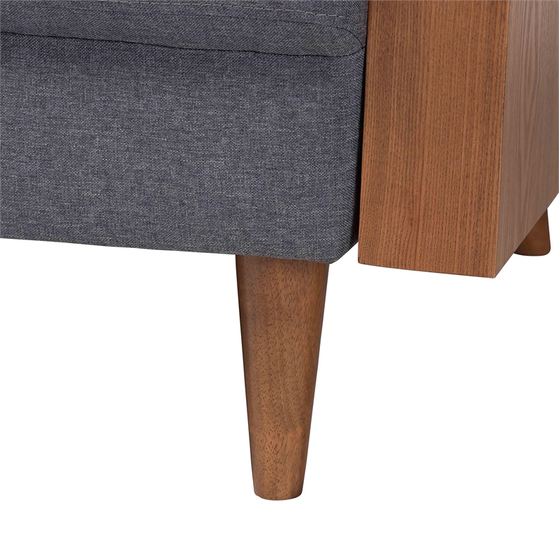 Baxton Studio Harleson Modern Grey Fabric and Walnut Brown Wood Sofa