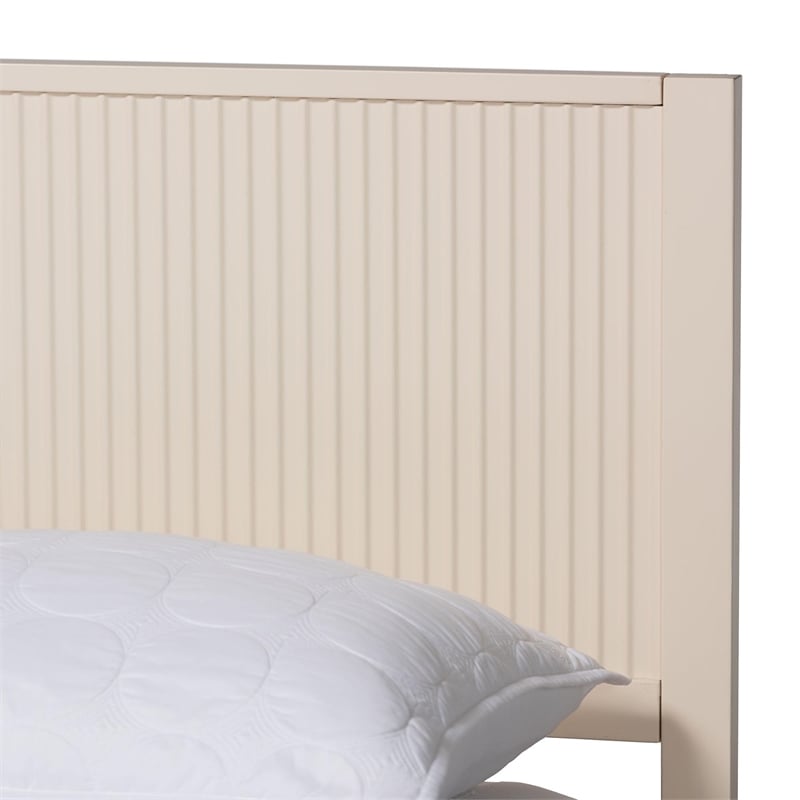 Baxton Studio Primrose Ivory Fluted Wood Queen Size 4-Piece Bedroom Set