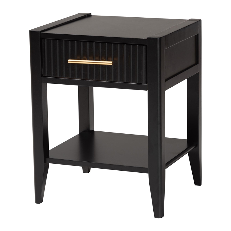 Baxton Studio Primrose Black Fluted Wood King Size 4-Piece Bedroom Set