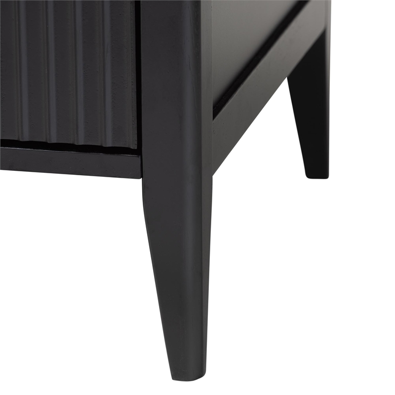 Baxton Studio Primrose Black Fluted Wood King Size 4-Piece Bedroom Set