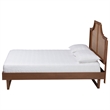 Baxton Studio Francine Modern Ash Walnut Woven Rattan Queen Size Bed