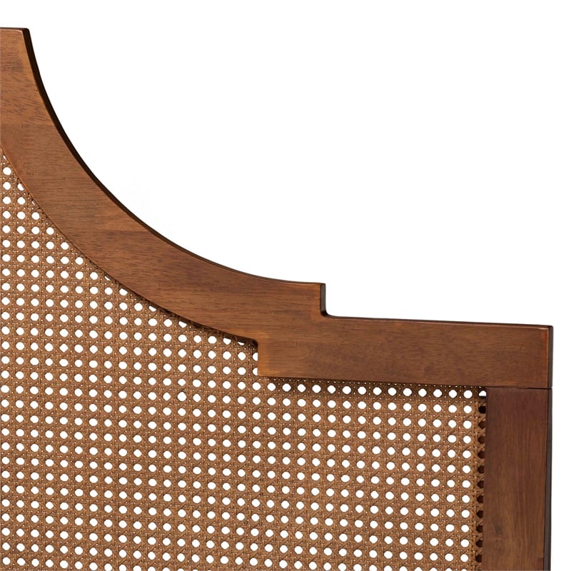 Baxton Studio Francine Modern Ash Walnut Woven Rattan Queen Size Bed