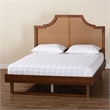 Baxton Studio Francine Modern Ash Walnut Woven Rattan Queen Size Bed