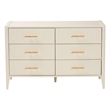 Baxton Studio Primrose Mid-Century Ivory Fluted Wood 6-Drawer Dresser