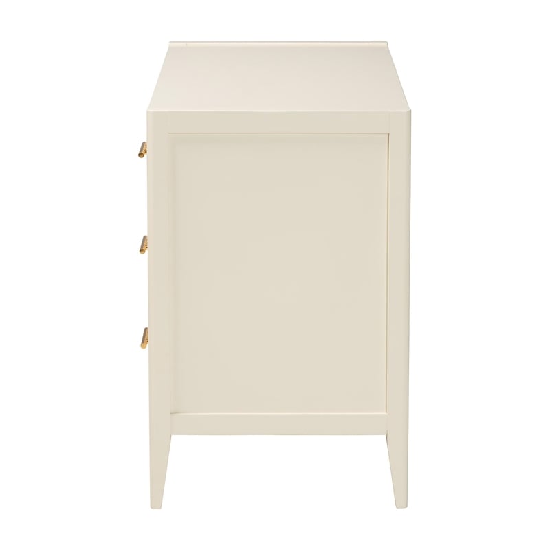 Baxton Studio Primrose Mid-Century Ivory Fluted Wood 6-Drawer Dresser
