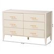 Baxton Studio Primrose Mid-Century Ivory Fluted Wood 6-Drawer Dresser