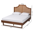 Baxton Studio Francine Mid-Century Modern Ash Walnut Woven Rattan King Size Bed