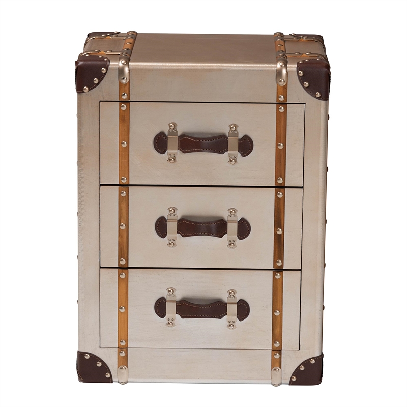 Baxton Studio Naylor Vintage Matte Bronze 3-Drawer Cabinet