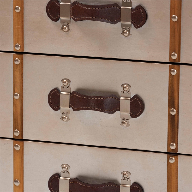 Baxton Studio Naylor Vintage Matte Bronze 3-Drawer Cabinet