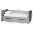 Baxton Studio Finch Light Gray Velvet Fabric Full Size Daybed with Trundle