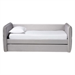 Baxton Studio Finch Light Gray Velvet Fabric Full Size Daybed with Trundle