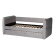 Baxton Studio Finch Light Gray Velvet Fabric Full Size Daybed with Trundle